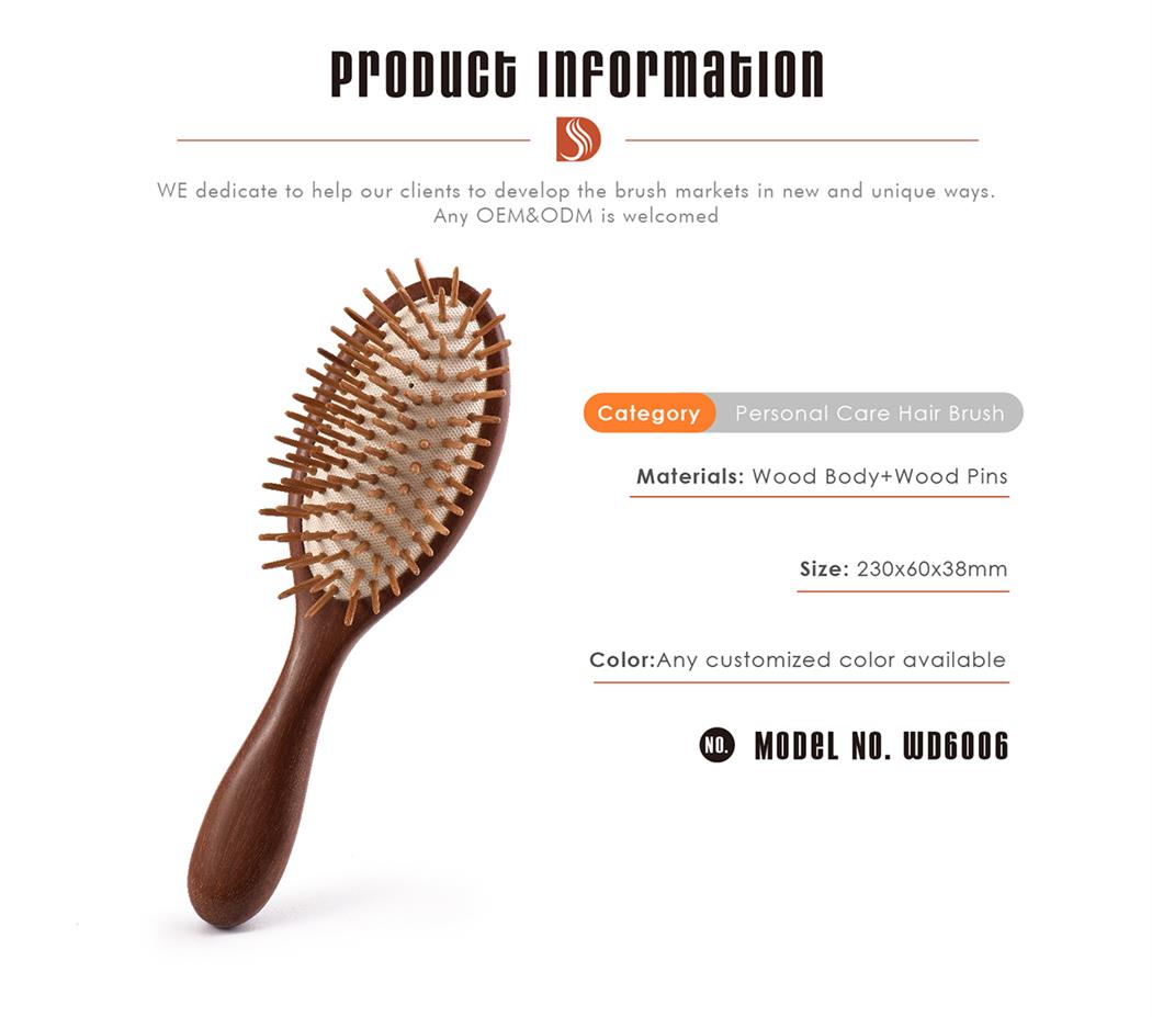 Oval Wooden Bristles Hair Brush-dishygroup
