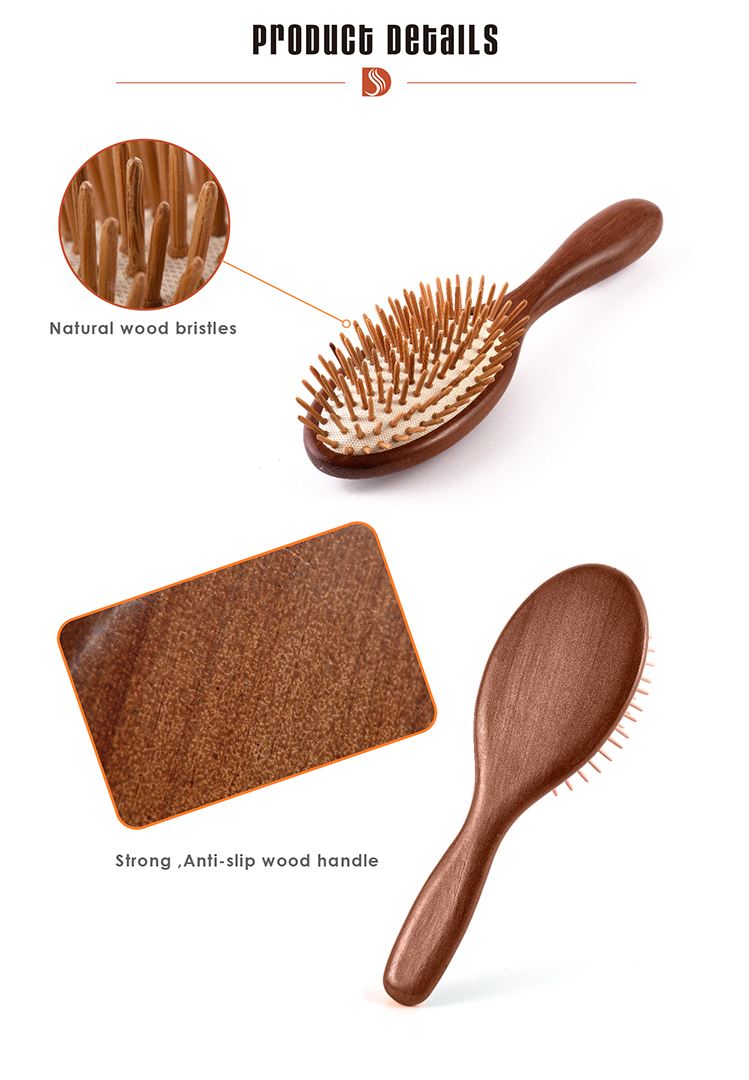 Oval Wooden Bristles Hair Brush-dishygroup