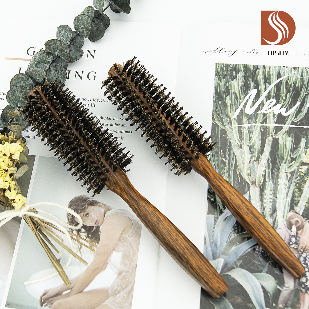 Boar Bristle Round Styling Wooden Hair Brush-dishygroup