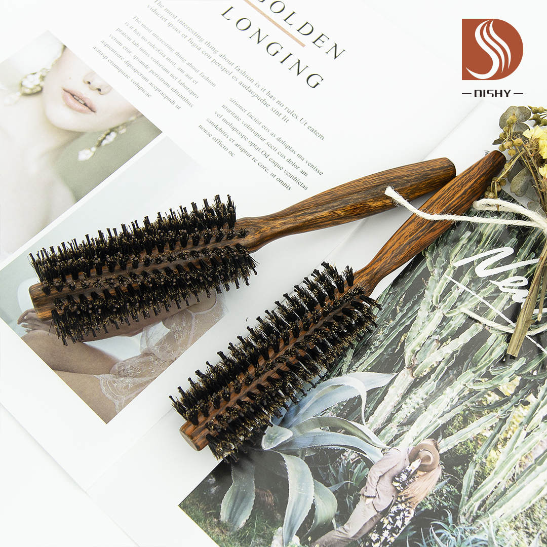 Boar Bristle Round Styling Wooden Hair Brush-dishygroup